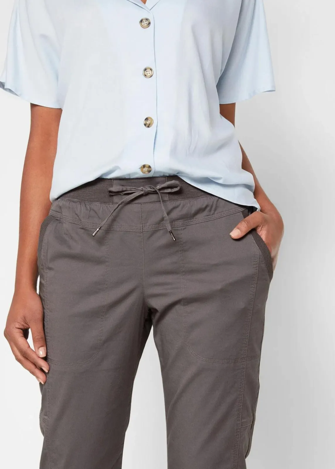 bonprix Hosen|Bekleidung·Kleider^Caprihose mit Bindeband rauchgrau
