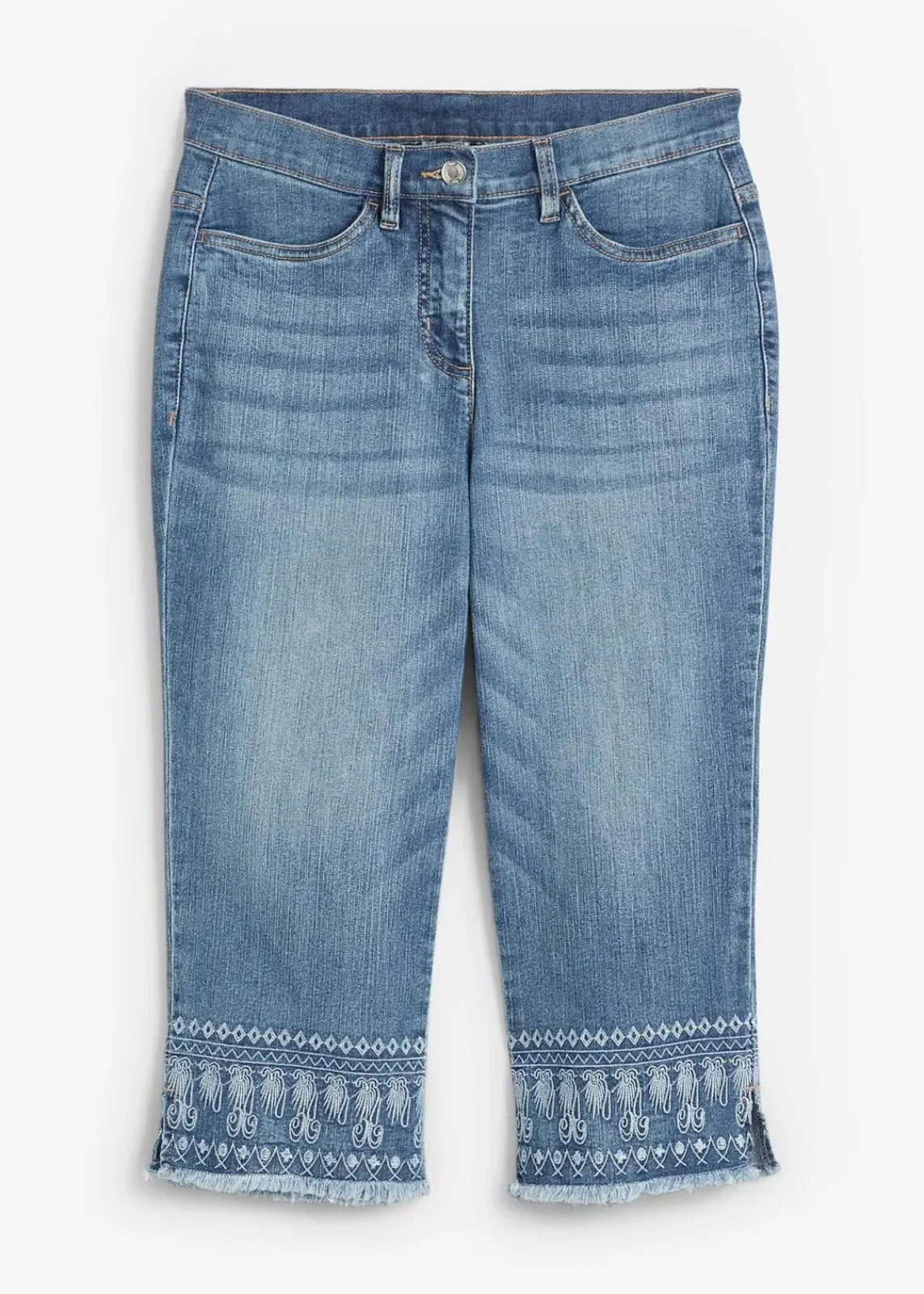 bonprix Bekleidung·Shirts & Tops|Jeans^Capri-Jeans blue bleached