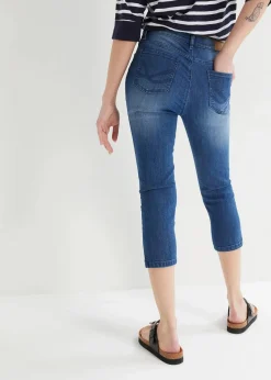 bonprix Bekleidung·Shirts & Tops|Jeans^Capri-Jeans Slim, Mid Waist (2er Pack) blau denim+dunkelblau denim used