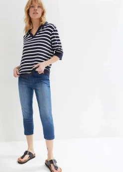 bonprix Bekleidung·Shirts & Tops|Jeans^Capri-Jeans Slim, Mid Waist (2er Pack) blau denim+dunkelblau denim used