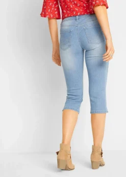 bonprix Jeans|Bekleidung·Shirts & Tops^Capri-Komfort-Stretch-Jeans, 2-er Pack blau+hellblau used