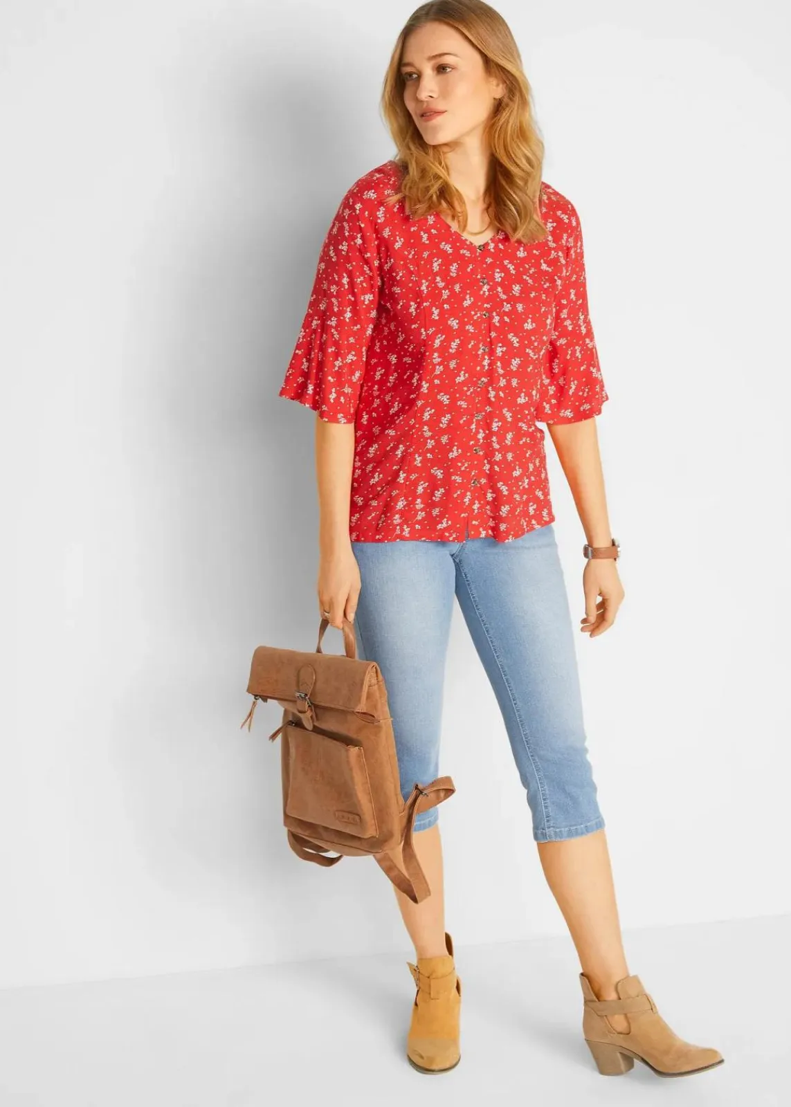 bonprix Jeans|Bekleidung·Shirts & Tops^Capri-Komfort-Stretch-Jeans, 2-er Pack blau+hellblau used