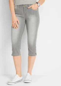 bonprix Bekleidung·Shirts & Tops|Jeans^Capri-Komfort-Stretch-Jeans, 2-er Pack hellgrau+schwarz used