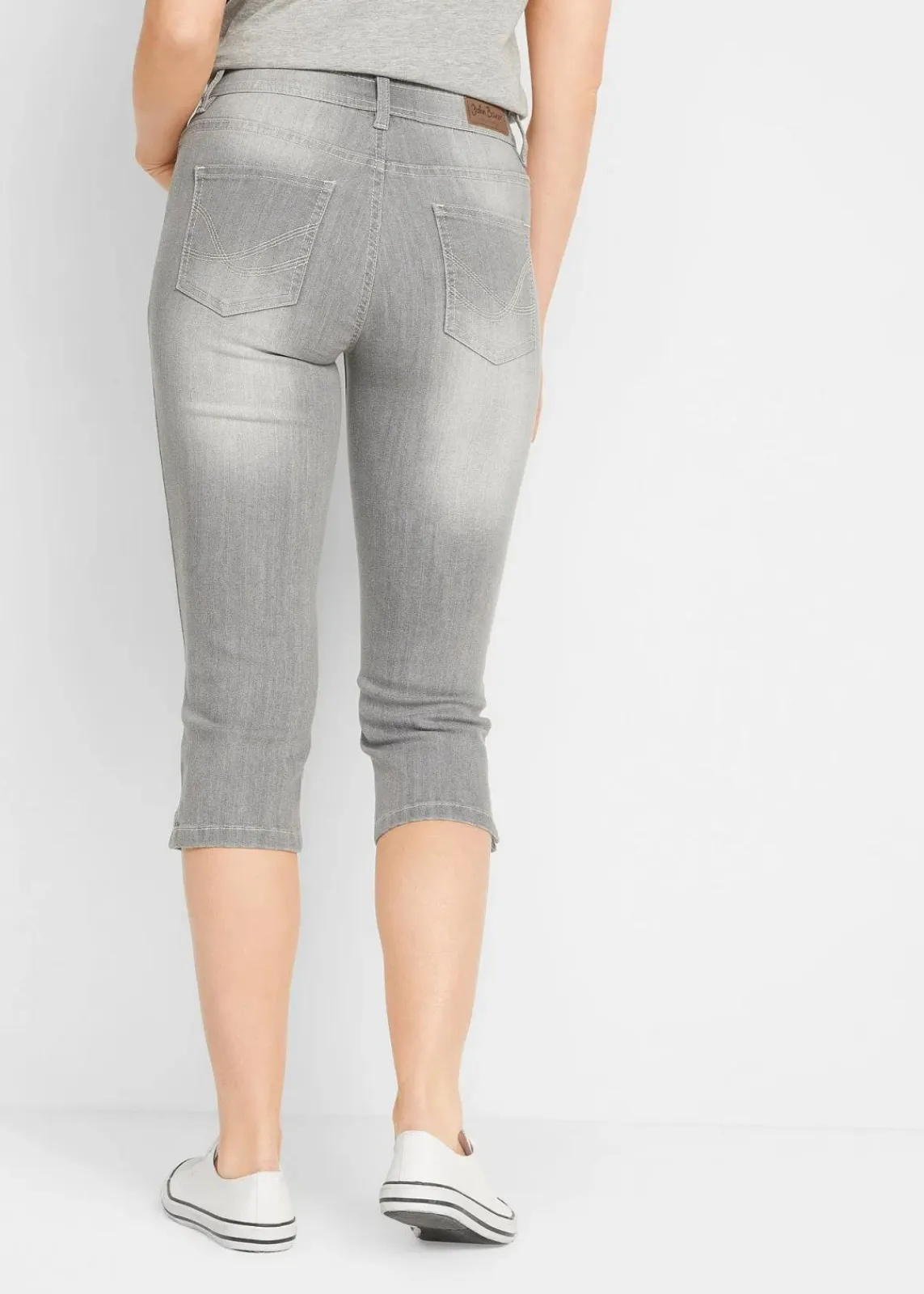 bonprix Bekleidung·Shirts & Tops|Jeans^Capri-Komfort-Stretch-Jeans, 2-er Pack hellgrau+schwarz used