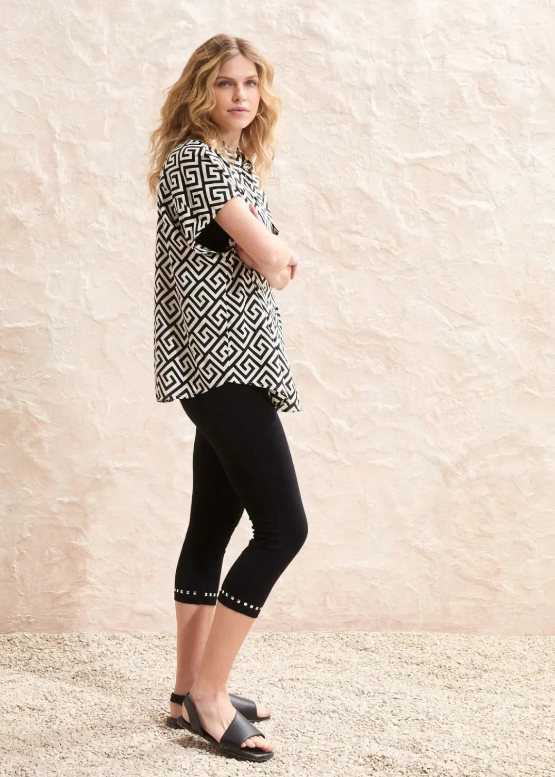 bonprix Bekleidung·Kleider|Hosen^Capri-Leggings schwarz/silber