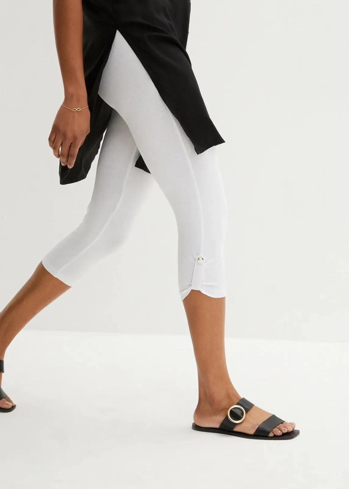 bonprix Hosen^Capri-Leggings aus Bio-Baumwolle weiß