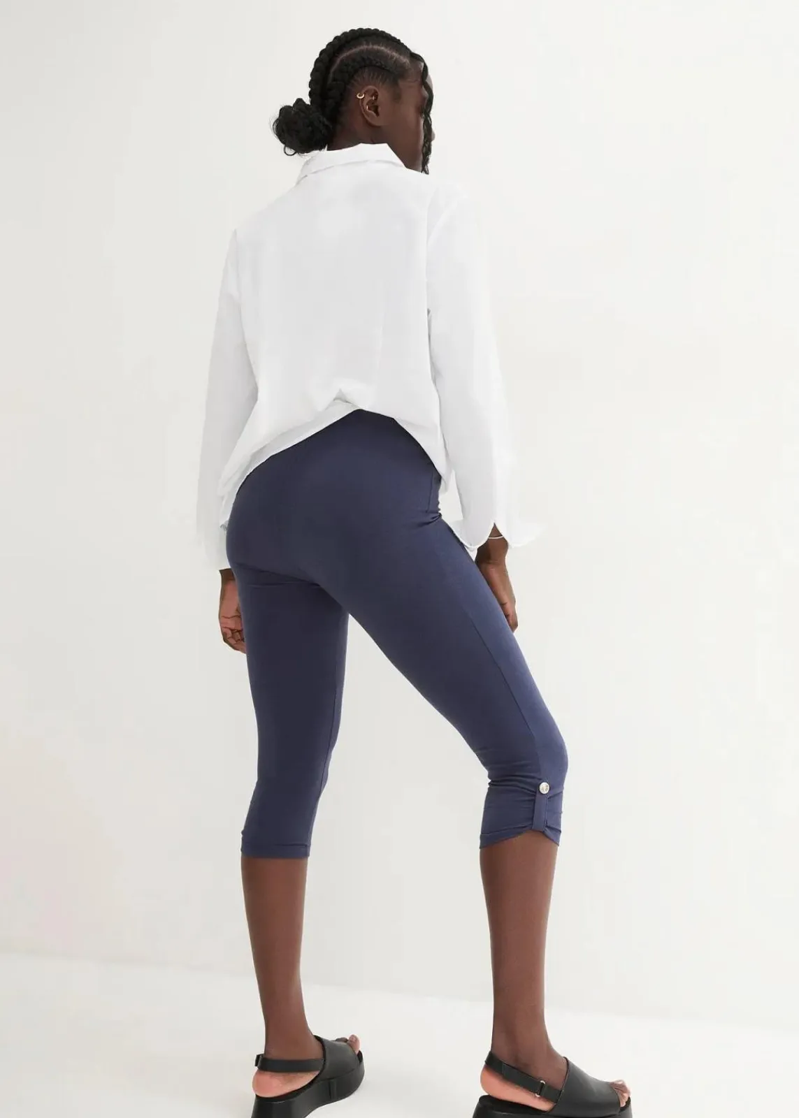 bonprix Hosen^Capri-Leggings aus Bio-Baumwolle dunkelblau