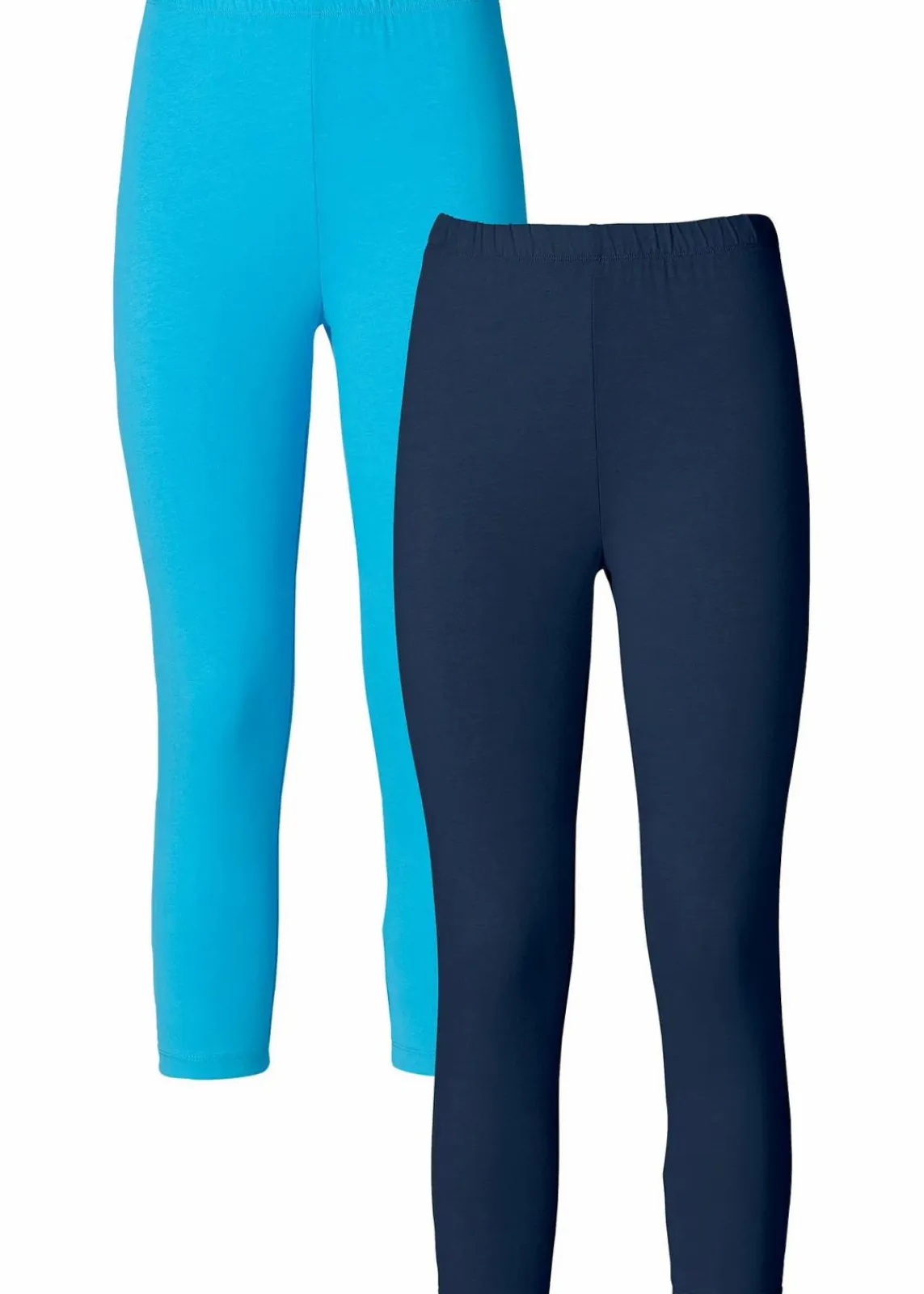 bonprix Hosen|Basics^Capri-Leggings (2er-Pack) dunkelblau+türkis