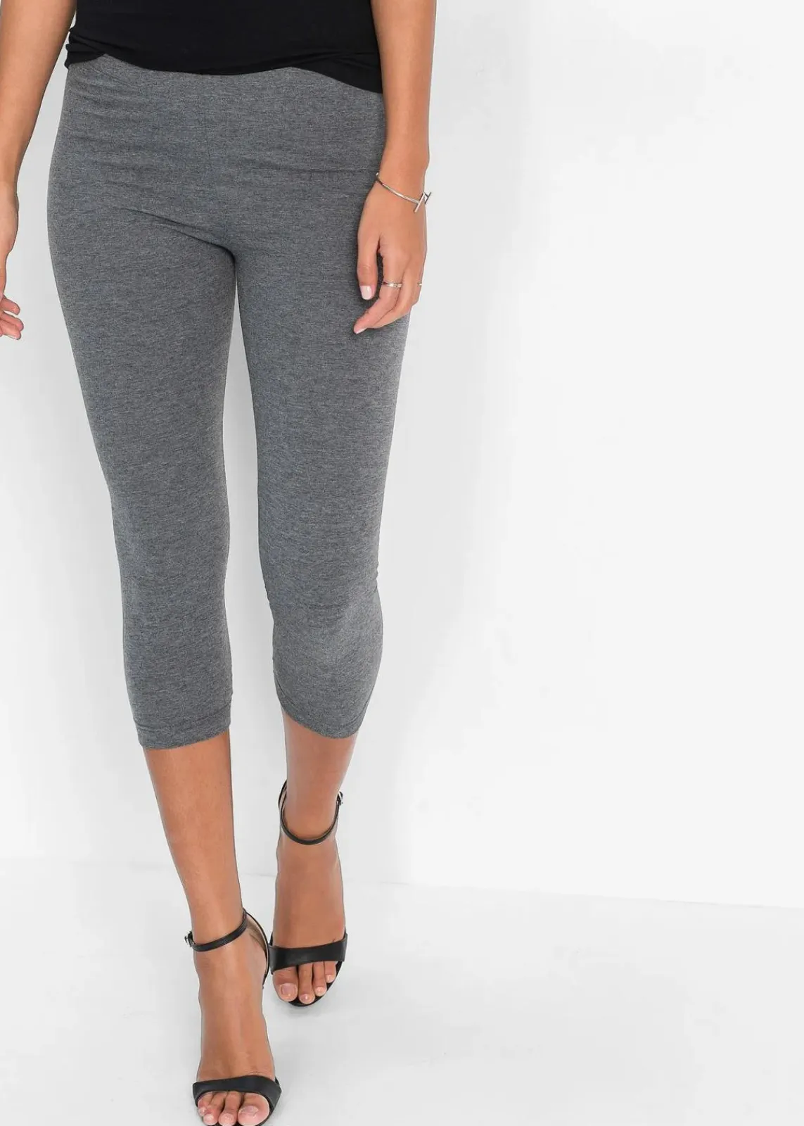 bonprix Basics|Hosen^Capri-Leggings (2er-Pack) grau+schwarz