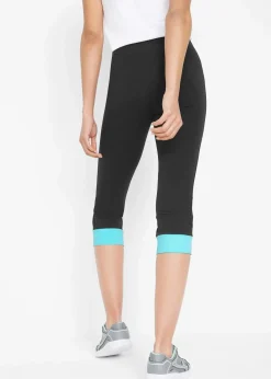bonprix Hosen|Nachhaltigere Materialien^Capri-Leggings mit Kontrastbündchen schwarz