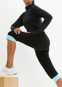 bonprix Hosen|Nachhaltigere Materialien^Capri-Leggings mit Kontrastbündchen schwarz