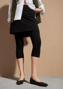 bonprix Bekleidung·Kleider|Nachhaltigere Materialien^Capri-Leggings mit Rock aus elastischem Baumwoll-Mix schwarz
