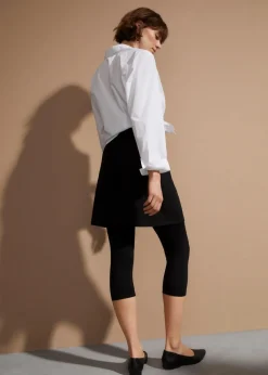 bonprix Bekleidung·Kleider|Nachhaltigere Materialien^Capri-Leggings mit Rock aus elastischem Baumwoll-Mix schwarz