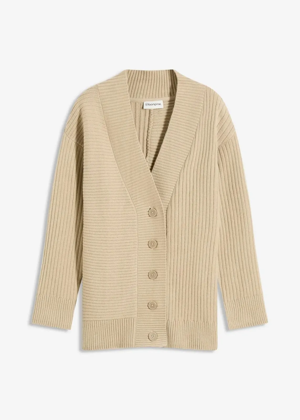 bonprix Bekleidung·Umstandsmode|Bekleidung·Jeans^Cardigan mit Rippstrickmuster mattschilf meliert