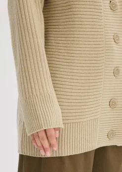 bonprix Bekleidung·Umstandsmode|Bekleidung·Jeans^Cardigan mit Rippstrickmuster mattschilf meliert