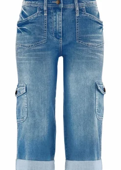 bonprix Jeans|Bekleidung·Shirts & Tops^Cargo Jeans, Mid Waist, Stretch eisblau denim