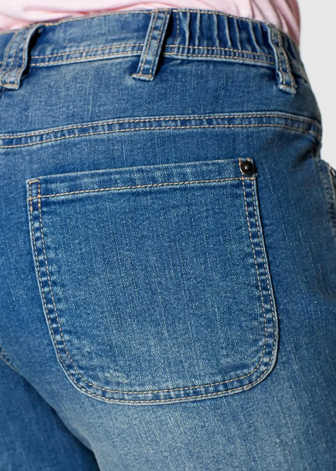 bonprix Jeans|Bekleidung·Shirts & Tops^Cargo Jeans, Mid Waist, Stretch eisblau denim