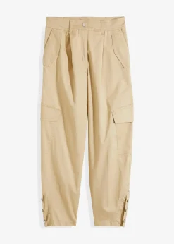 bonprix Bekleidung·Kleider|Hosen^Cargohose aus Baumwolle mit Stretch grünbeige