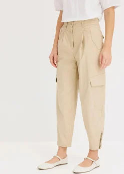 bonprix Bekleidung·Kleider|Hosen^Cargohose aus Baumwolle mit Stretch grünbeige