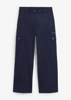 bonprix Hosen|Bekleidung·Kleider^Cargohose aus Baumwolle, Mid Waist dunkelblau