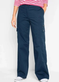 bonprix Hosen|Bekleidung·Kleider^Cargohose aus Baumwolle, Mid Waist dunkelblau