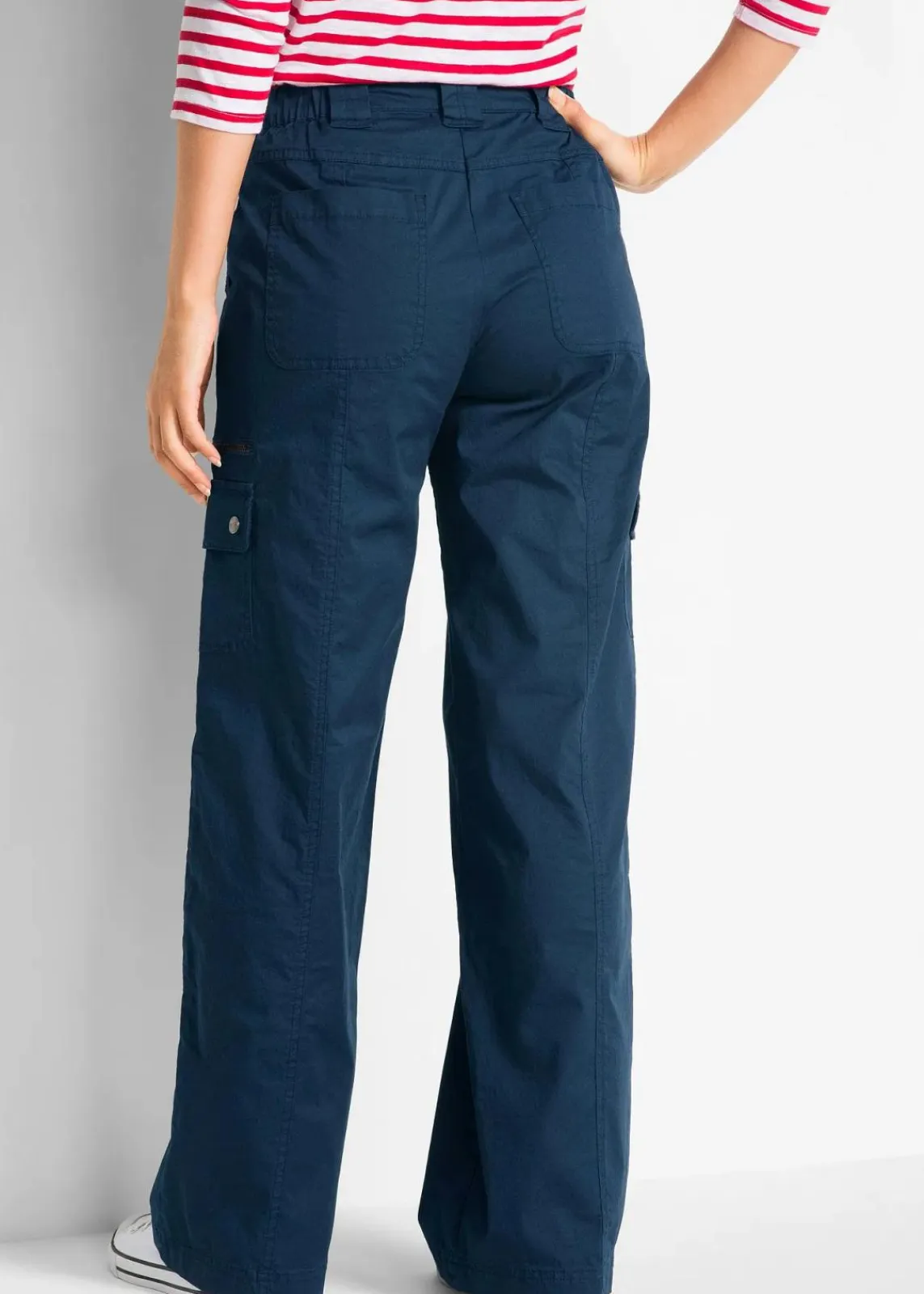bonprix Hosen|Bekleidung·Kleider^Cargohose aus Baumwolle, Mid Waist dunkelblau