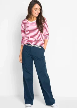 bonprix Hosen|Bekleidung·Kleider^Cargohose aus Baumwolle, Mid Waist dunkelblau