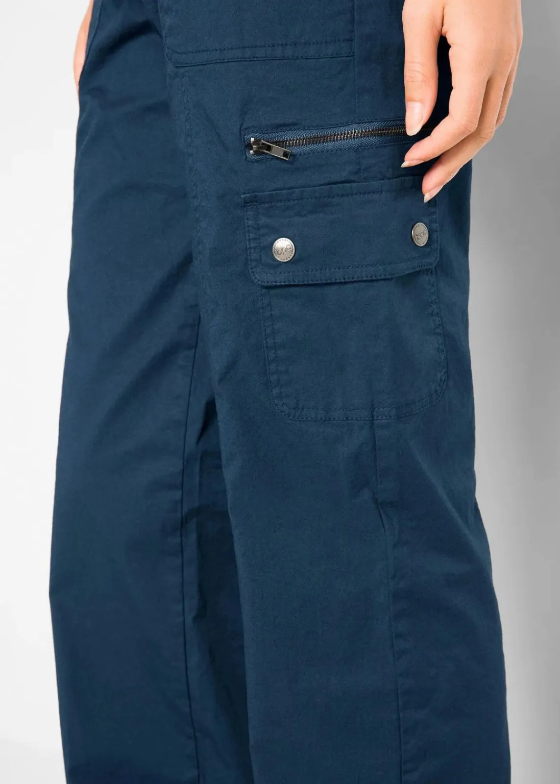 bonprix Hosen|Bekleidung·Kleider^Cargohose aus Baumwolle, Mid Waist dunkelblau
