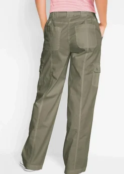 bonprix Hosen|Bekleidung·Kleider^Cargohose aus Baumwolle, Mid Waist oliv