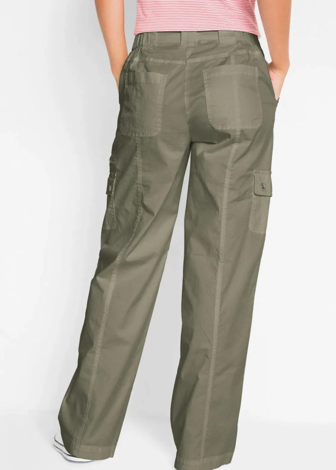 bonprix Hosen|Bekleidung·Kleider^Cargohose aus Baumwolle, Mid Waist oliv