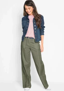 bonprix Hosen|Bekleidung·Kleider^Cargohose aus Baumwolle, Mid Waist oliv