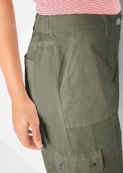 bonprix Hosen|Bekleidung·Kleider^Cargohose aus Baumwolle, Mid Waist oliv