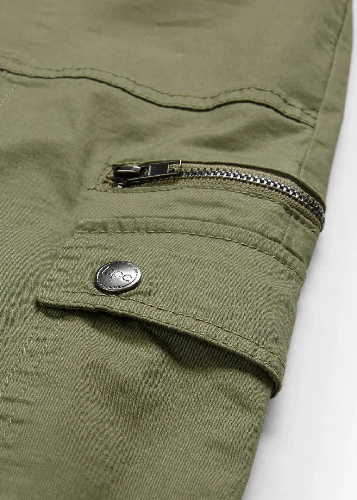 bonprix Hosen|Bekleidung·Kleider^Cargohose aus Baumwolle, Mid Waist oliv