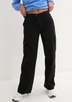 bonprix Bekleidung·Kleider|Hosen^Cargohose aus Baumwolle, Mid Waist schwarz