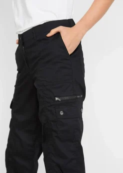 bonprix Bekleidung·Kleider|Hosen^Cargohose aus Baumwolle, Mid Waist schwarz