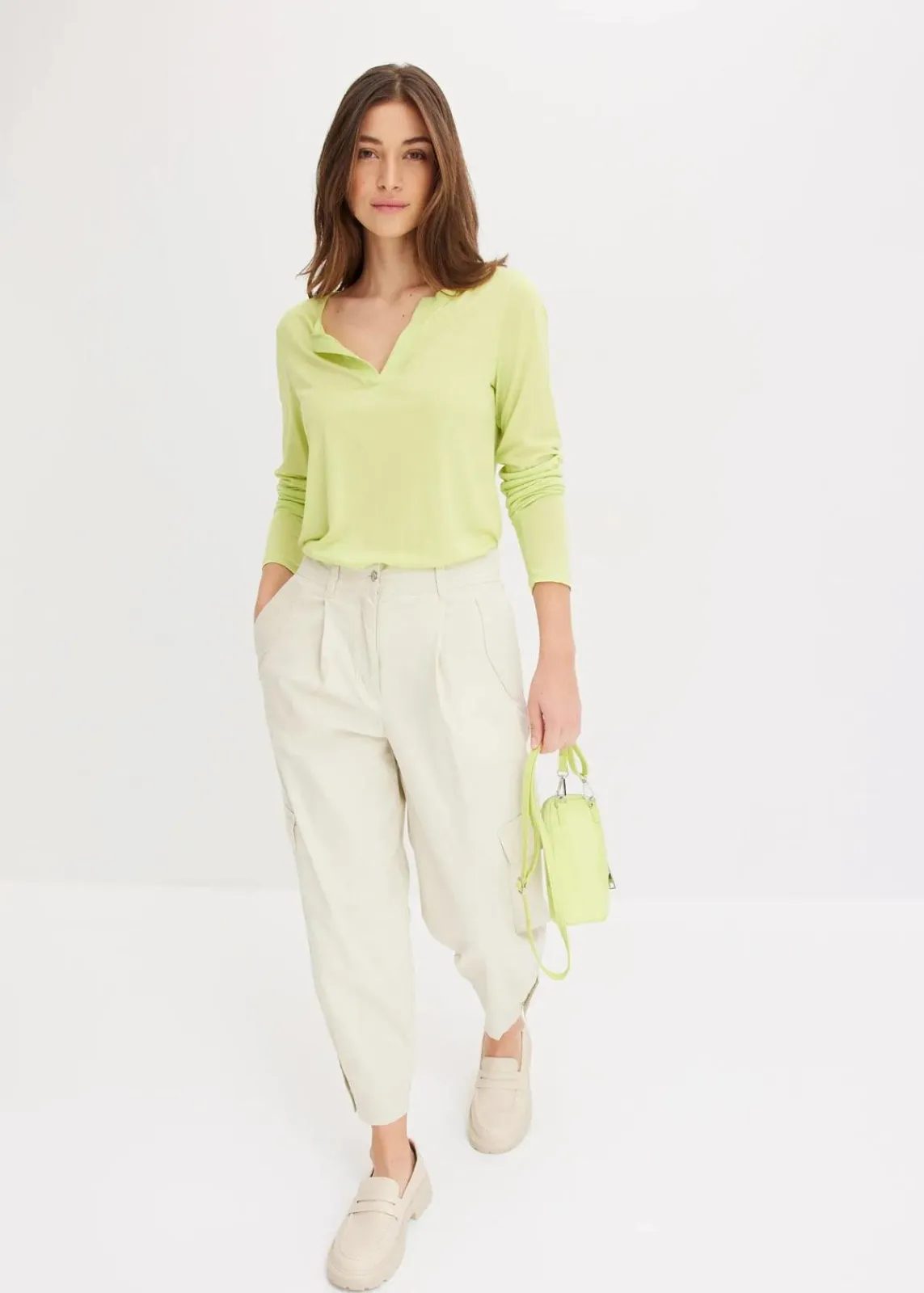bonprix Hosen|Bekleidung·Kleider^Cargohose aus Baumwolle mit Stretch natur