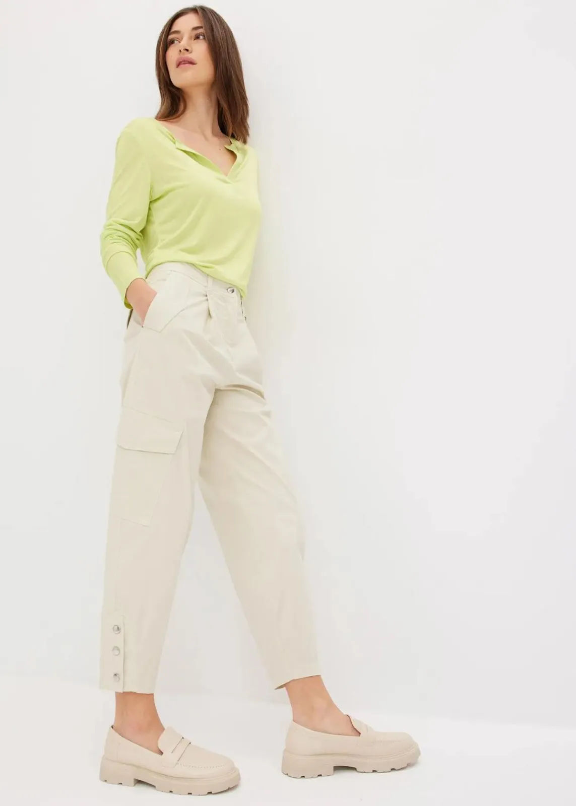 bonprix Hosen|Bekleidung·Kleider^Cargohose aus Baumwolle mit Stretch natur