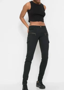 bonprix Hosen^Cargohose aus elastischem Baumwoll-Mix schwarz