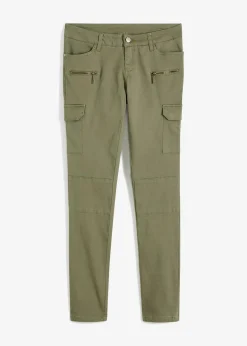 bonprix Hosen^Cargohose aus elastischem Baumwoll-Mix oliv