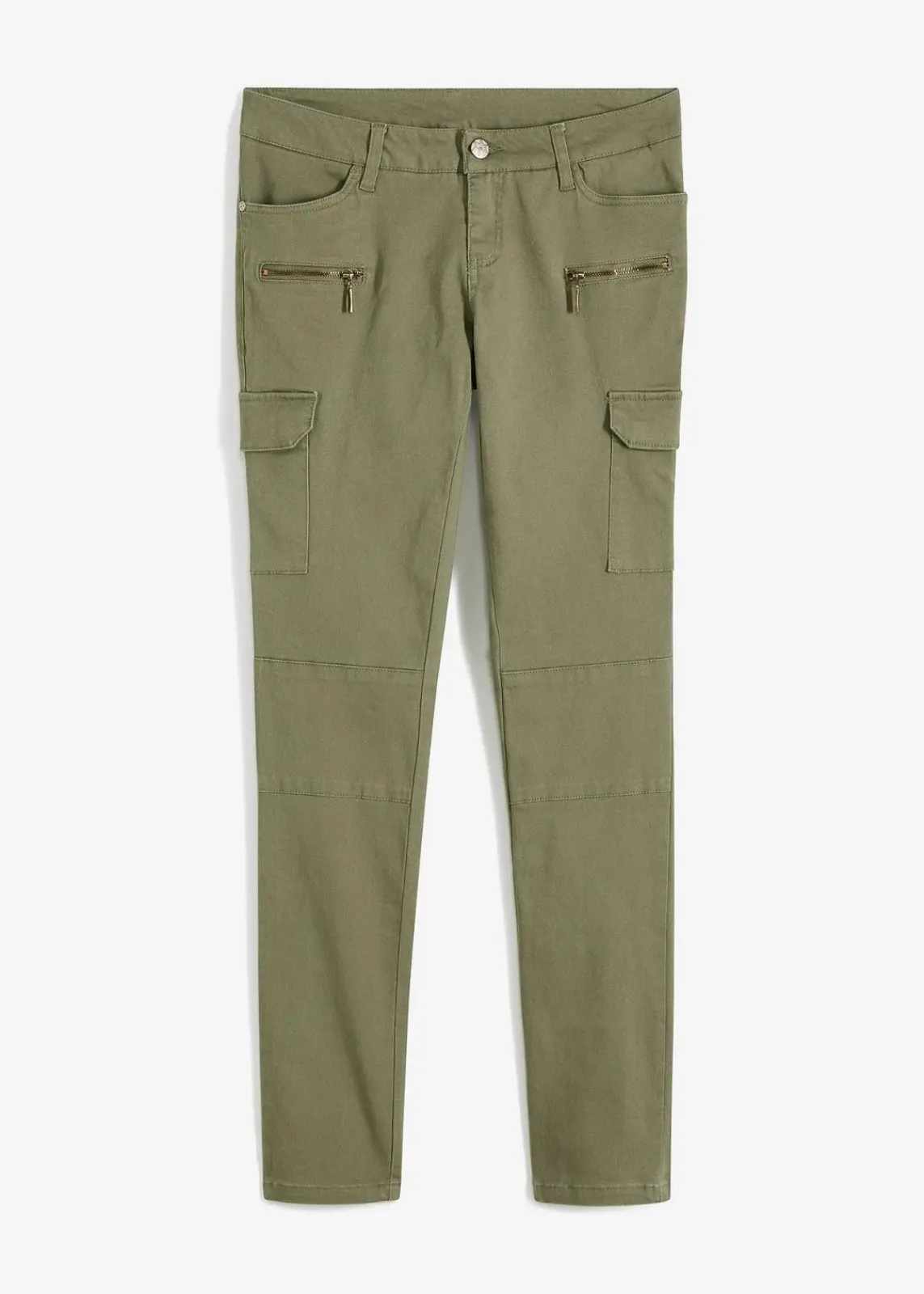 bonprix Hosen^Cargohose aus elastischem Baumwoll-Mix oliv