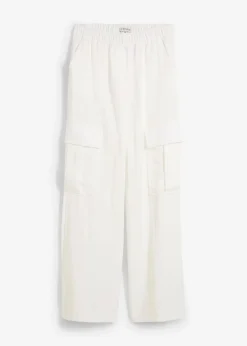 bonprix Hosen^Cargohose aus fließendem Lyocell-Mix wollweiß