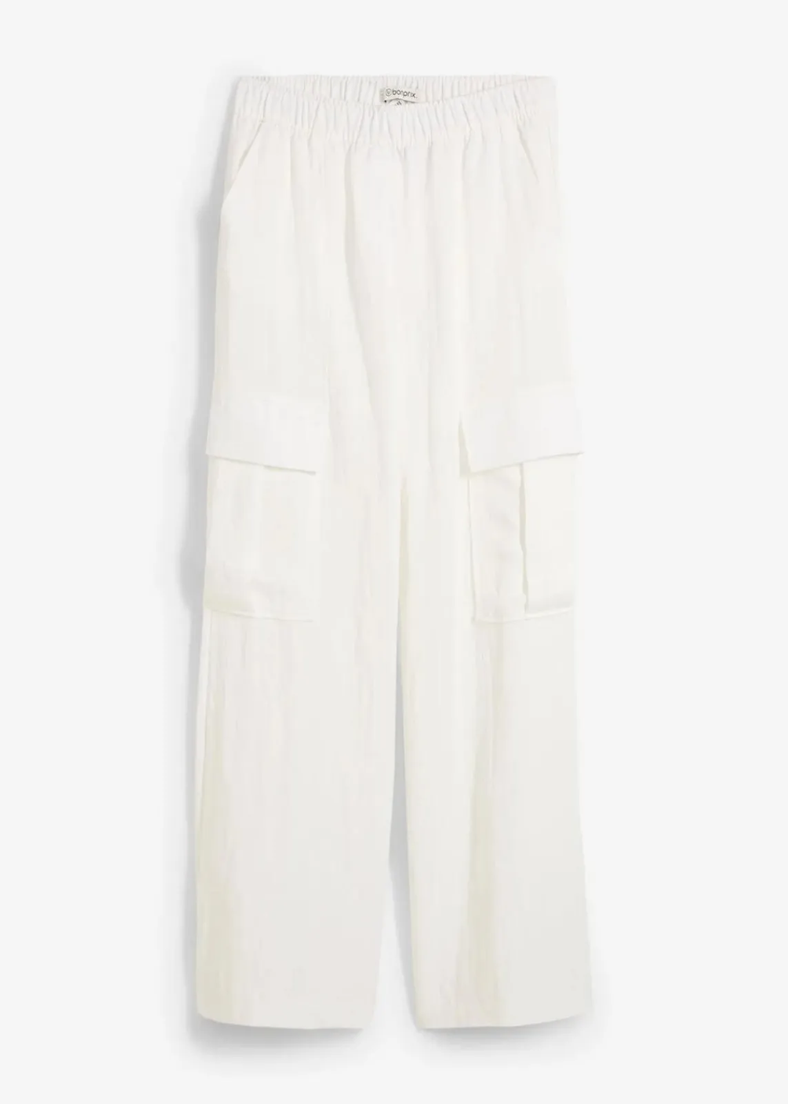 bonprix Hosen^Cargohose aus fließendem Lyocell-Mix wollweiß