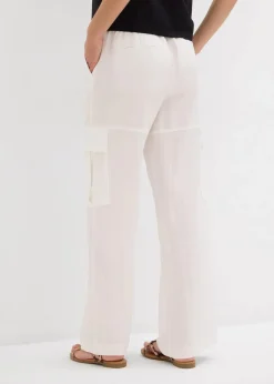 bonprix Hosen^Cargohose aus fließendem Lyocell-Mix wollweiß