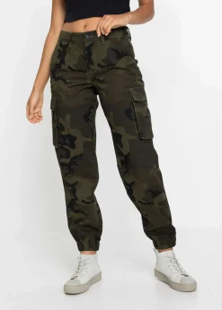 bonprix Bekleidung·Kleider|Hosen^Cargohose aus reiner Baumwolle dunkeloliv bedruckt