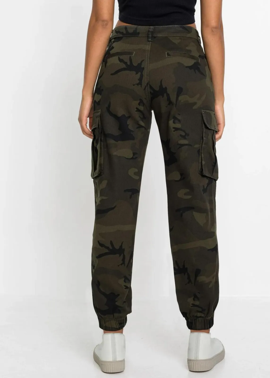 bonprix Bekleidung·Kleider|Hosen^Cargohose aus reiner Baumwolle dunkeloliv bedruckt