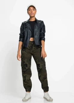 bonprix Bekleidung·Kleider|Hosen^Cargohose aus reiner Baumwolle dunkeloliv bedruckt