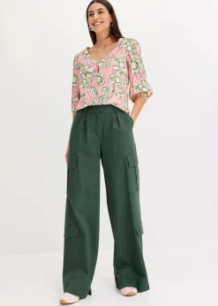 bonprix Bekleidung·Kleider|Hosen^Cargohose aus reiner Baumwolle schattengrün