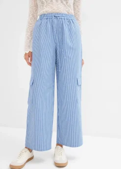 bonprix Hosen^Cargohose mit Bequembund blau/weiß gestreift