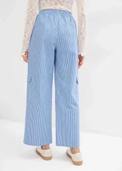 bonprix Hosen^Cargohose mit Bequembund blau/weiß gestreift