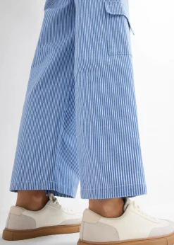 bonprix Hosen^Cargohose mit Bequembund blau/weiß gestreift